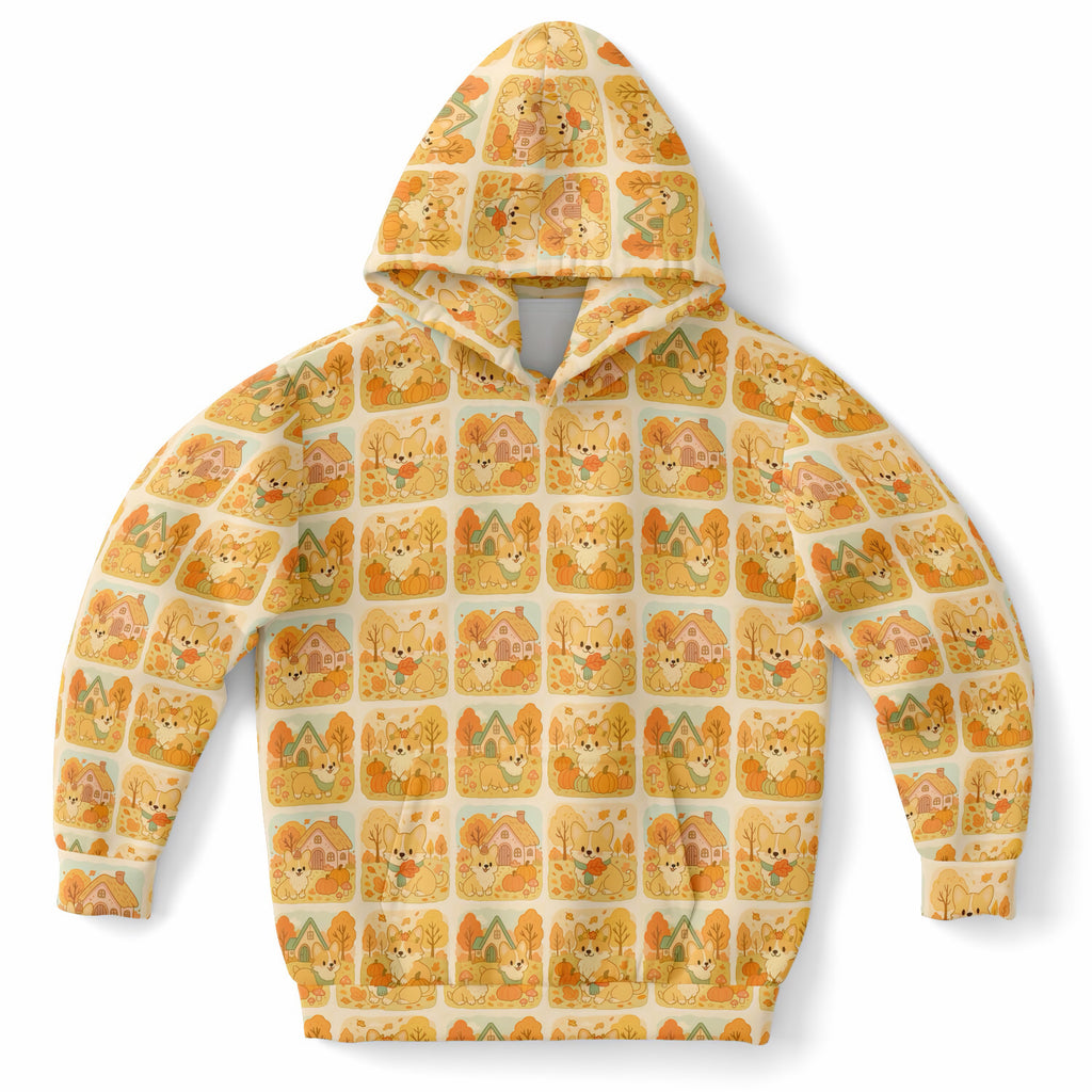 Kids Fall Corgi Dog Hoodie – Ultra Comfy & Stretchy, Cozy Fleece or Lightweight Sports Fabric, Double-Layer Hood & Kangaroo Pocket