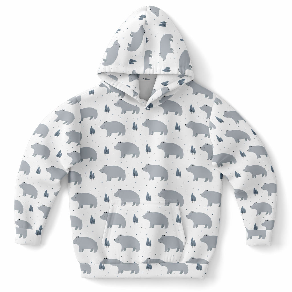 Kids Polar Bear Hoodie – Ultra Comfy & Stretchy, Cozy Fleece or Lightweight Sports Fabric, Double-Layer Hood & Kangaroo Pocket