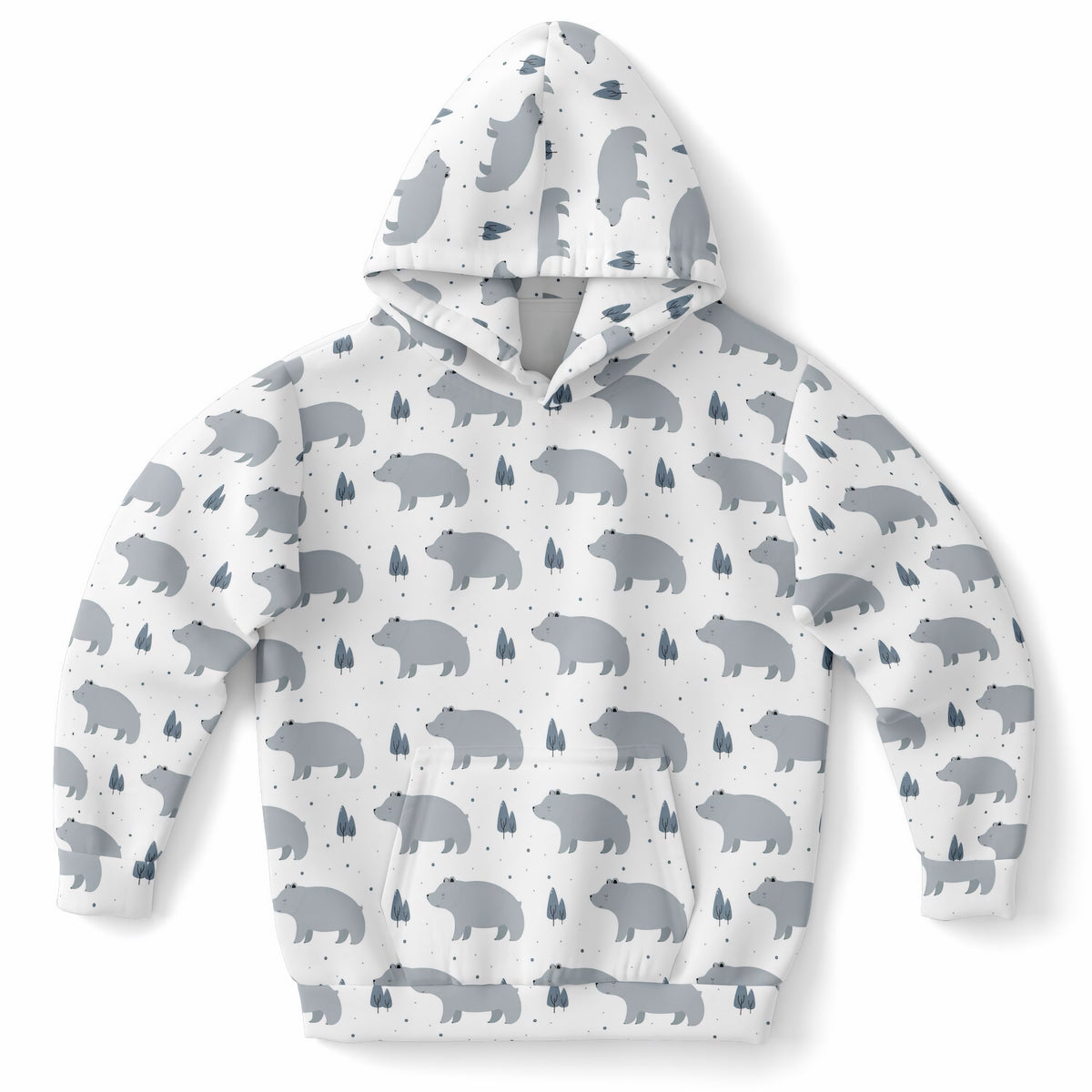 Kids Polar Bear Hoodie – Ultra Comfy & Stretchy, Cozy Fleece or Lightweight Sports Fabric, Double-Layer Hood & Kangaroo Pocket