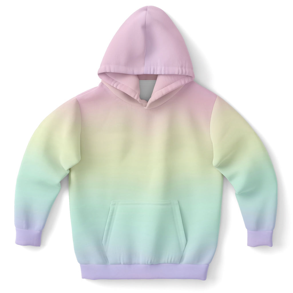 Girls Pastel Rainbow Hoodie – Cozy Cotton Fleece or Lightweight Sports Fabric