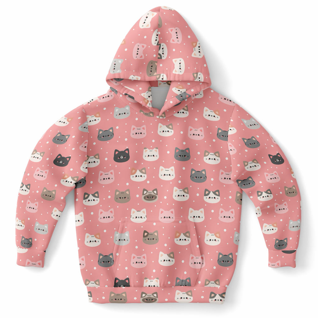 Girls Pink Cat Hoodie – Ultra Comfy & Stretchy, Cozy Fleece or Lightweight Sports Fabric, Double-Layer Hood & Kangaroo Pocket