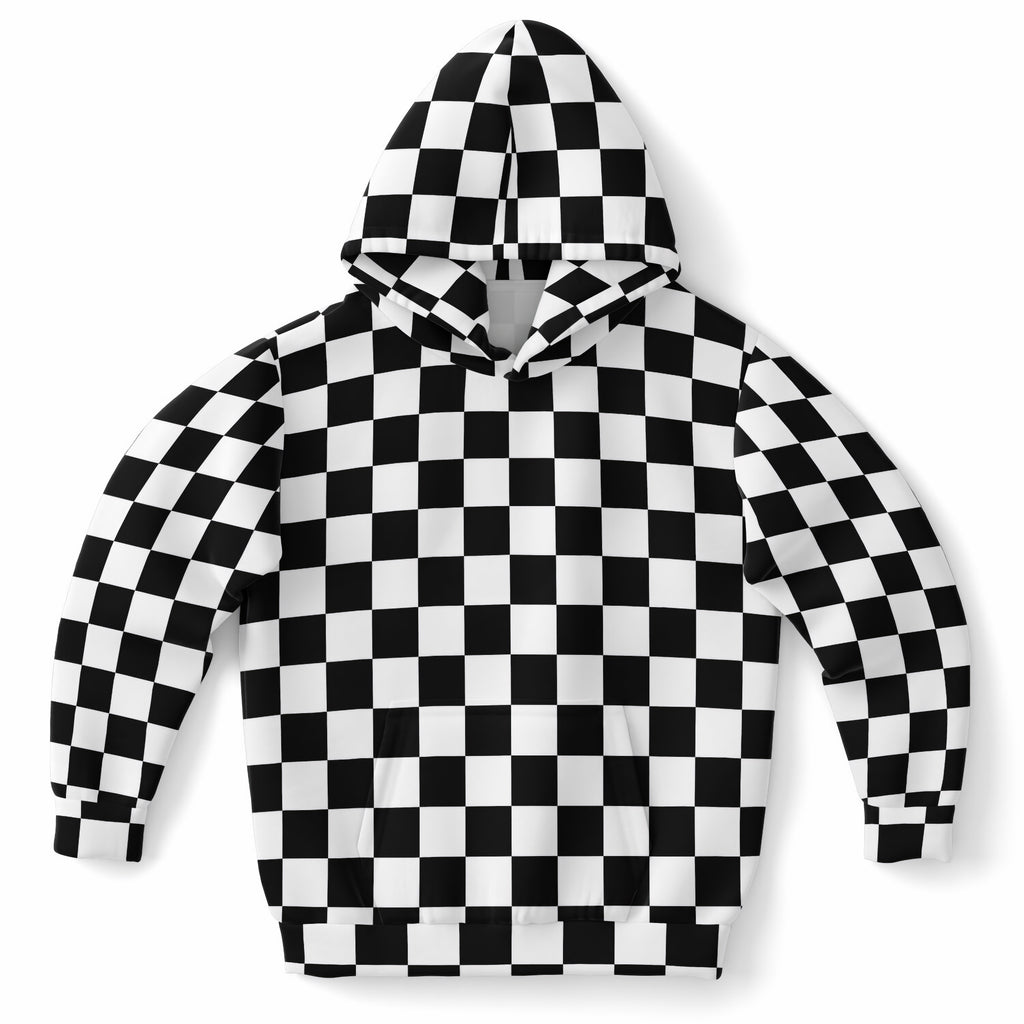 Kids Checkered Hoodie – Ultra Comfy & Stretchy, Cozy Fleece or Lightweight Sports Fabric, Double-Layer Hood & Kangaroo Pocket