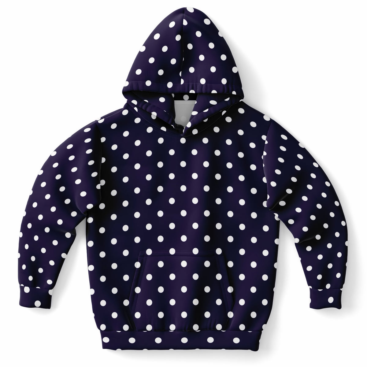 Girls Dark Purple Polka Dot Hoodie – Ultra Comfy & Stretchy, Cozy Fleece or Lightweight Sports Fabric, Double-Layer Hood & Kangaroo Pocket