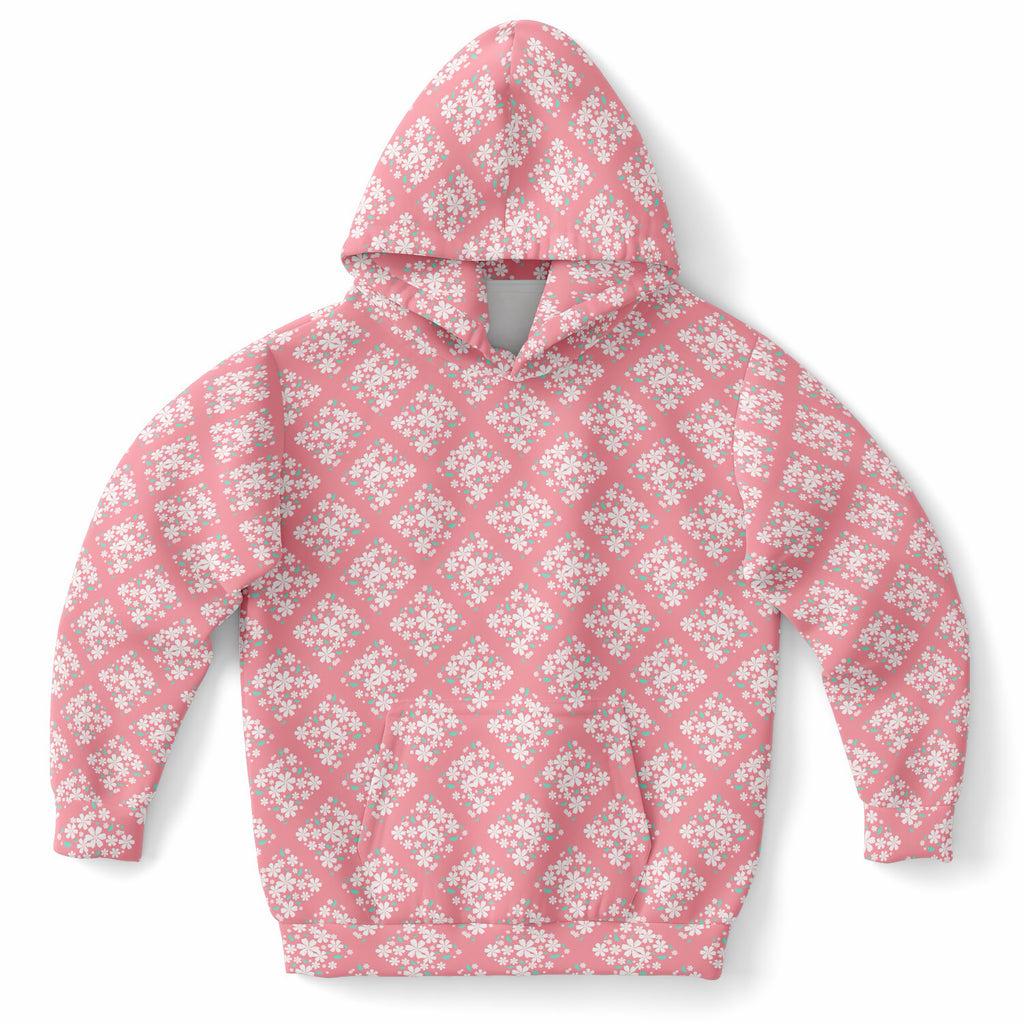 Girls Daisy Flower Clusters Hoodie – Ultra Comfy & Stretchy, Cozy Fleece or Lightweight Sports Fabric, Double-Layer Hood & Kangaroo Pocket