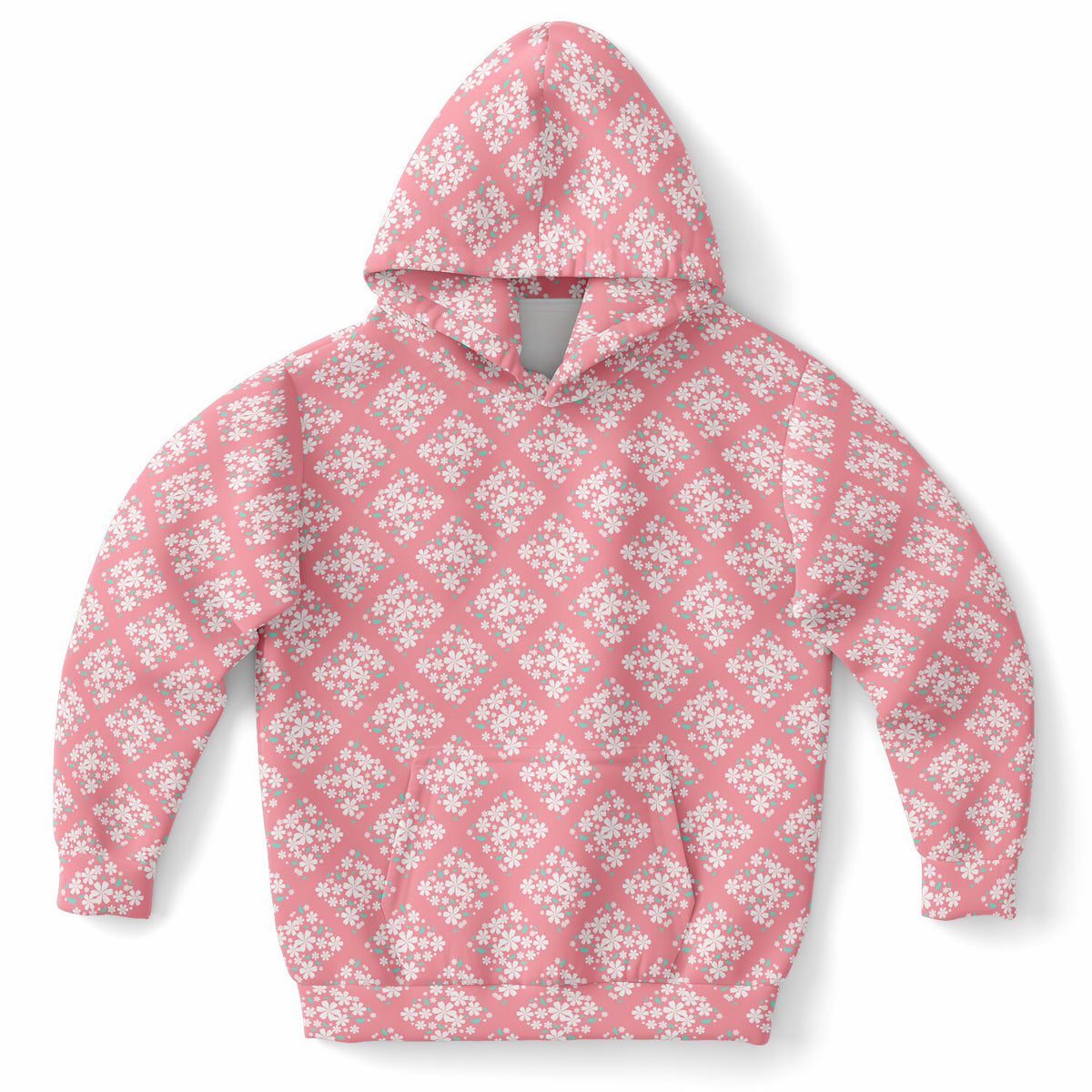 Girls Daisy Flower Clusters Hoodie – Ultra Comfy & Stretchy, Cozy Fleece or Lightweight Sports Fabric, Double-Layer Hood & Kangaroo Pocket