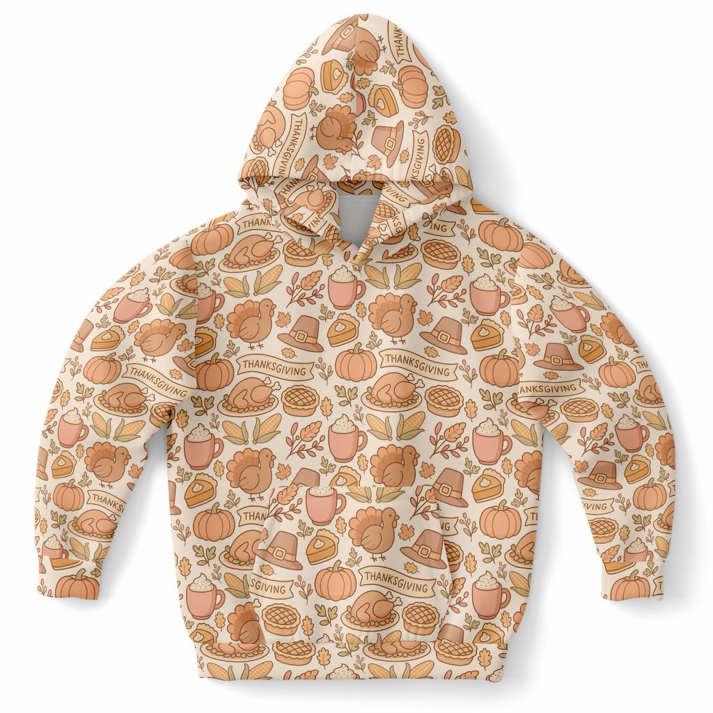 Kids Thanksgiving Turkey Hoodie – Ultra Comfy & Stretchy, Cozy Fleece or Lightweight Sports Fabric, Double-Layer Hood & Kangaroo Pocket