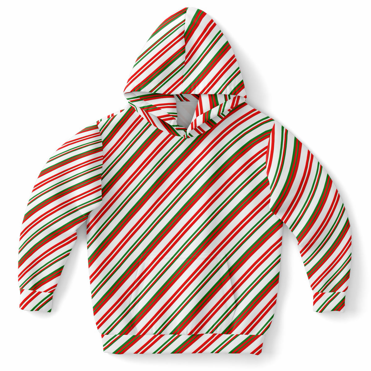 Kids Christmas Peppermint Stripe Hoodie – Ultra Comfy & Stretchy, Cozy Fleece or Lightweight Sports Fabric, Double-Layer Hood & Kangaroo Pocket