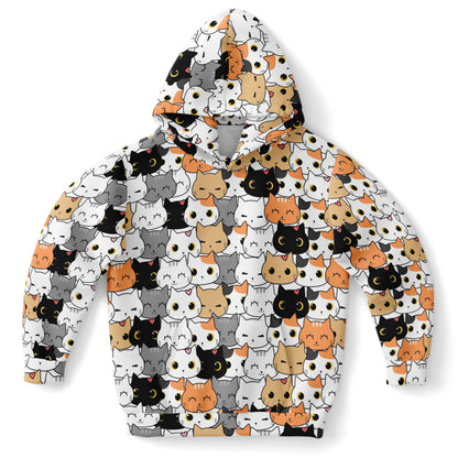 Girls Cat Face Hoodie – Cozy Cotton Fleece or Lightweight Sports Fabric
