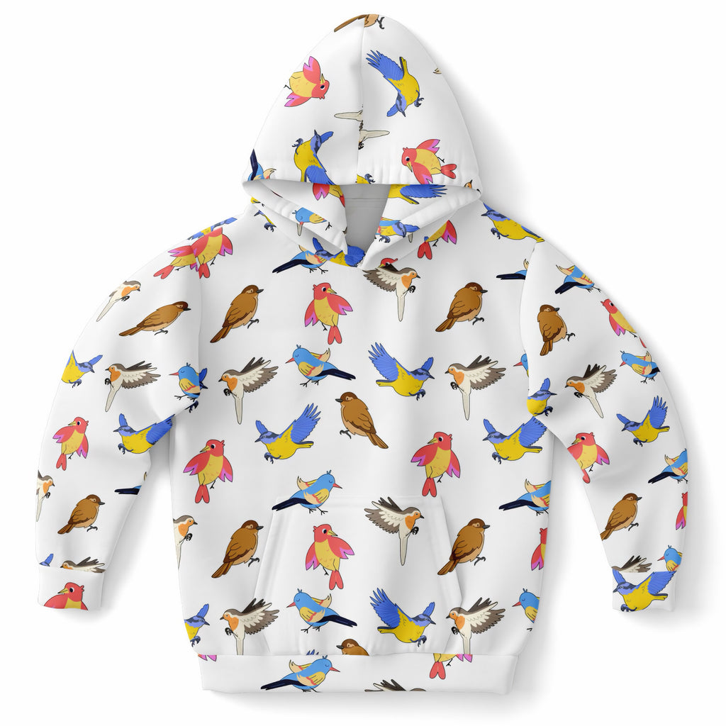 Kids Colorful Bird Hoodie – Ultra Comfy & Stretchy, Cozy Fleece or Lightweight Sports Fabric, Double-Layer Hood & Kangaroo Pocket