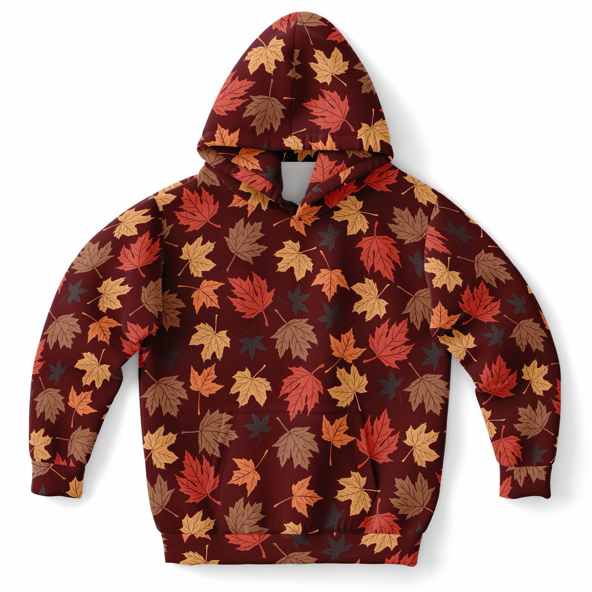 Kids Autumn Maple Leaves Hoodie – Ultra Comfy & Stretchy, Cozy Fleece or Lightweight Sports Fabric, Double-Layer Hood & Kangaroo Pocket