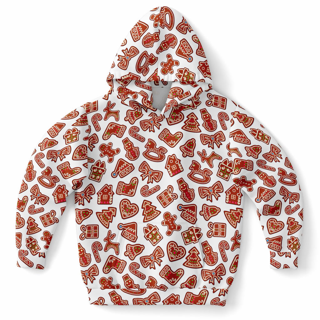 Kids Christmas Gingerbread Cookie Hoodie – Ultra Comfy & Stretchy, Cozy Fleece or Lightweight Sports Fabric, Double-Layer Hood & Kangaroo Pocket