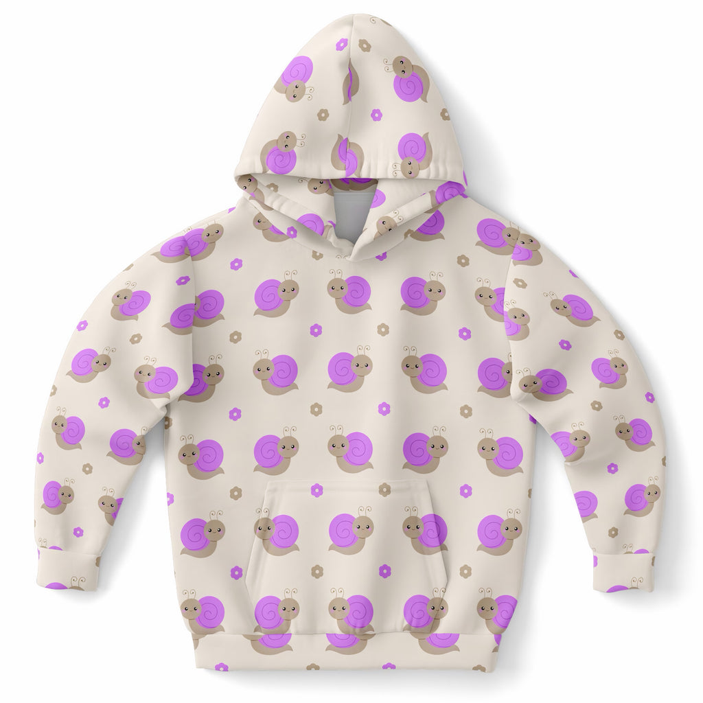 Girls Purple Snail Hoodie – Ultra Comfy & Stretchy, Cozy Fleece or Lightweight Sports Fabric, Double-Layer Hood & Kangaroo Pocket
