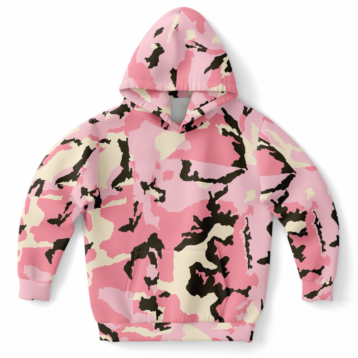 Kids Bold Pink Camouflage Hoodie – Ultra Comfy & Stretchy, Cozy Fleece or Lightweight Sports Fabric, Double-Layer Hood & Kangaroo Pocket