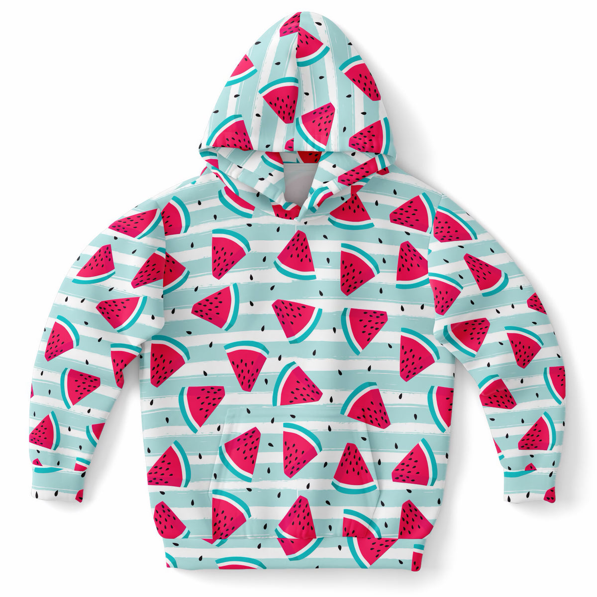 Kids Watermelon Stripe Hoodie – Ultra Comfy & Stretchy, Cozy Fleece or Lightweight Sports Fabric, Double-Layer Hood & Kangaroo Pocket