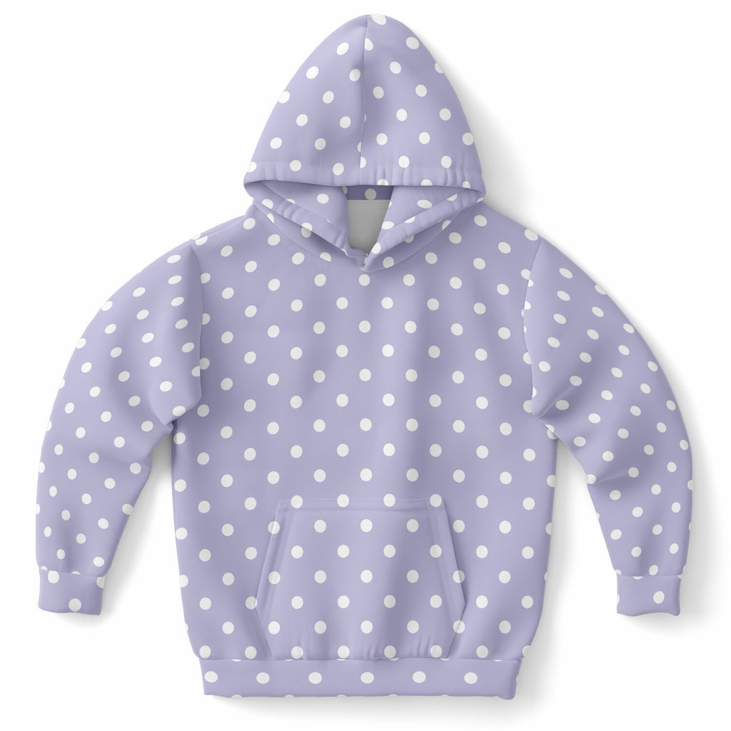 Girls Light Purple Polka Dot Hoodie – Ultra Comfy & Stretchy, Cozy Fleece or Lightweight Sports Fabric, Double-Layer Hood & Kangaroo Pocket
