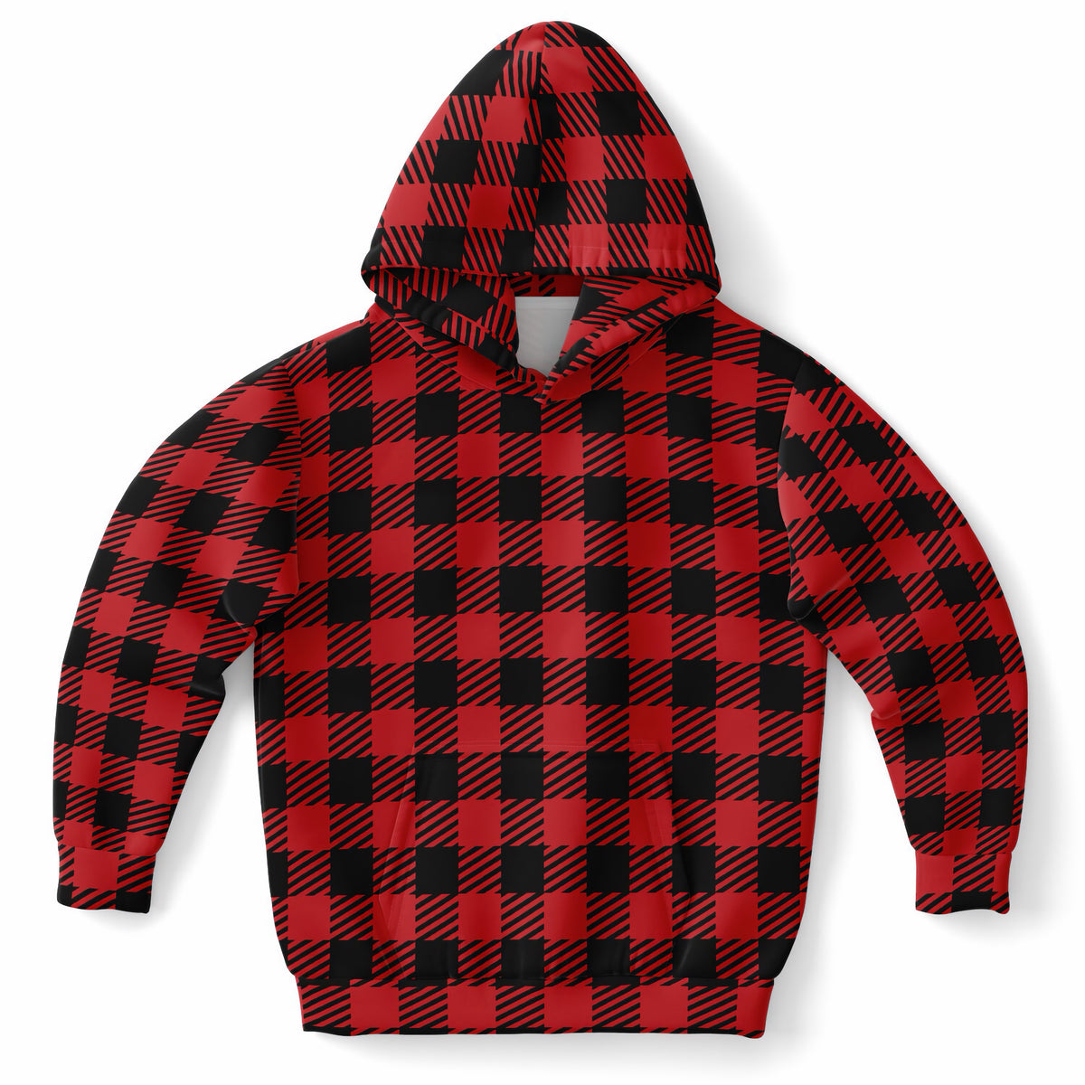 Kids Christmas Plaid Hoodie – Ultra Comfy & Stretchy, Cozy Fleece or Lightweight Sports Fabric, Double-Layer Hood & Kangaroo Pocket