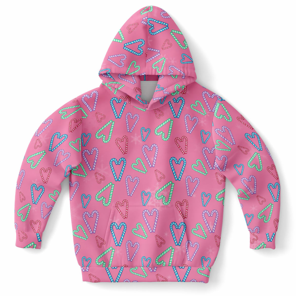 Girls Pink Christmas Candy Cane Hoodie – Ultra Comfy & Stretchy, Cozy Fleece or Lightweight Sports Fabric, Double-Layer Hood & Kangaroo Pocket