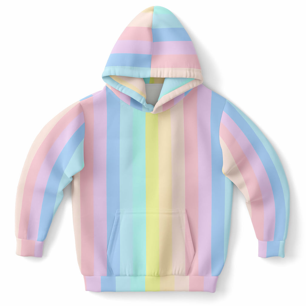 Girls Rainbow Stripe Hoodie – Ultra Comfy & Stretchy, Cozy Fleece or Lightweight Sports Fabric, Double-Layer Hood & Kangaroo Pocket