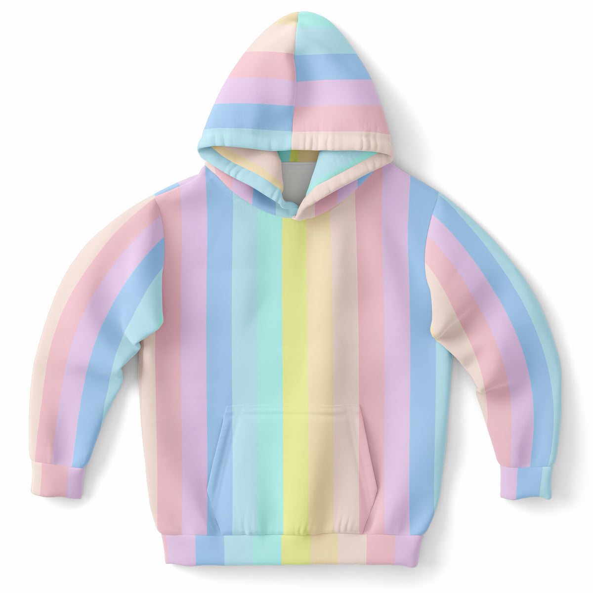 Girls Rainbow Stripe Hoodie – Ultra Comfy & Stretchy, Cozy Fleece or Lightweight Sports Fabric, Double-Layer Hood & Kangaroo Pocket