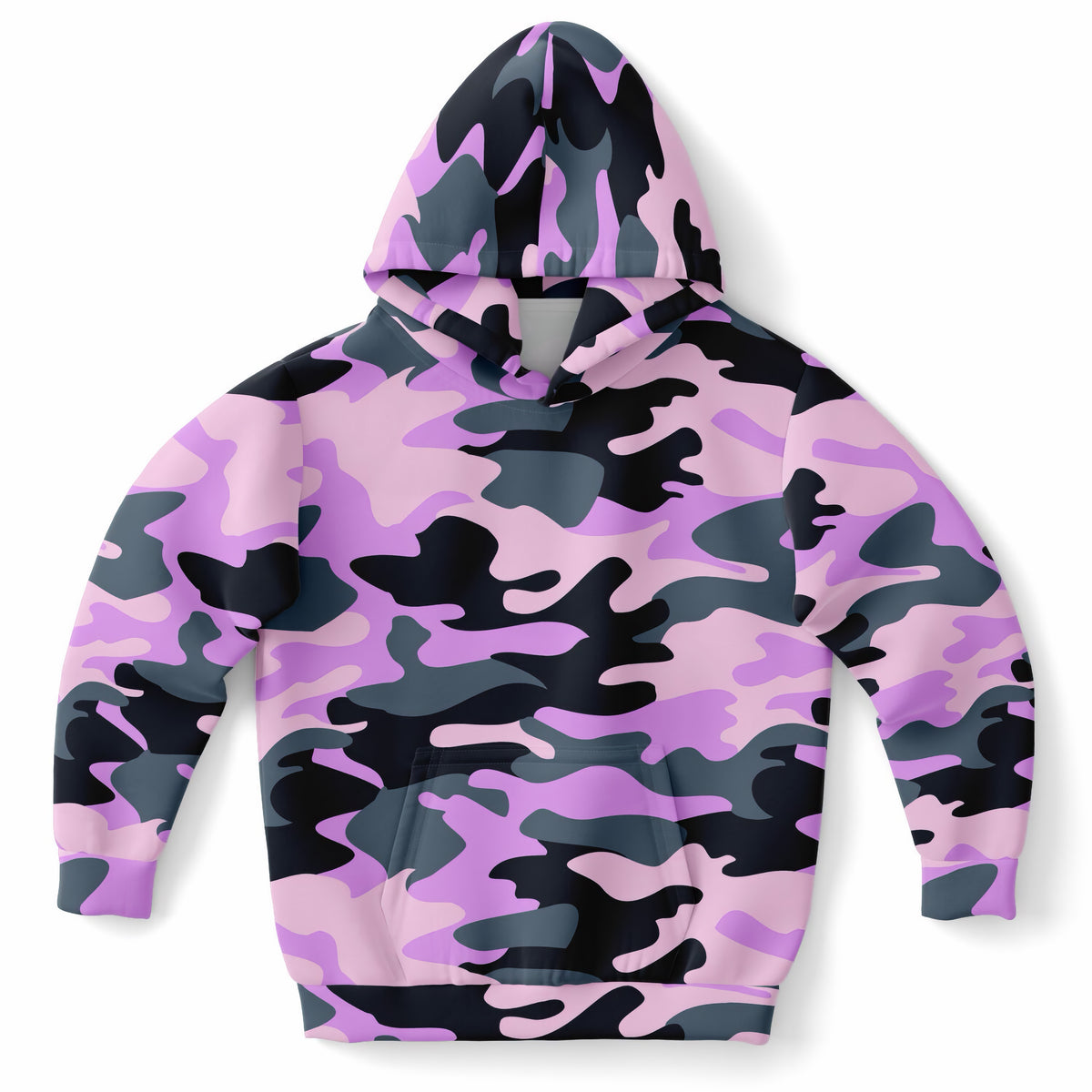 Girls Purple Camouflage Hoodie – Ultra Comfy & Stretchy, Cozy Fleece or Lightweight Sports Fabric, Double-Layer Hood & Kangaroo Pocket