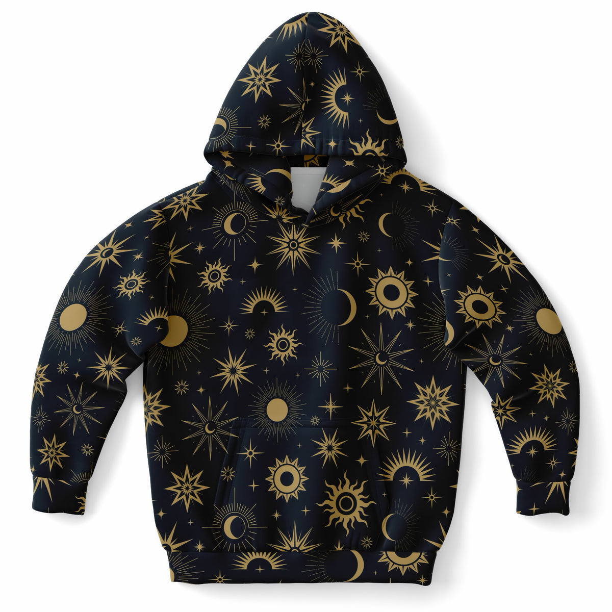 Kids Celestial Sun & Moon Hoodie – Ultra Comfy & Stretchy, Cozy Fleece or Lightweight Sports Fabric, Double-Layer Hood & Kangaroo Pocket