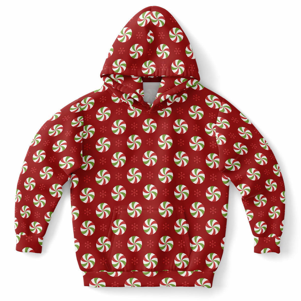 Kids Christmas Peppermint Candy Hoodie – Ultra Comfy & Stretchy, Cozy Fleece or Lightweight Sports Fabric, Double-Layer Hood & Kangaroo Pocket