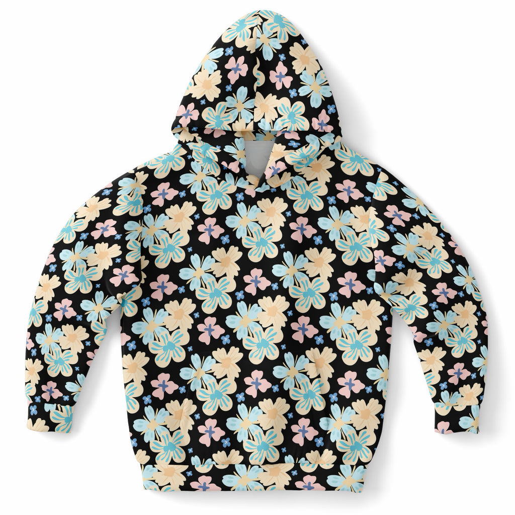 Girls Colorful Daisy Tropical Floral Hoodie – Ultra Comfy & Stretchy, Cozy Fleece or Lightweight Sports Fabric, Double-Layer Hood & Kangaroo Pocket