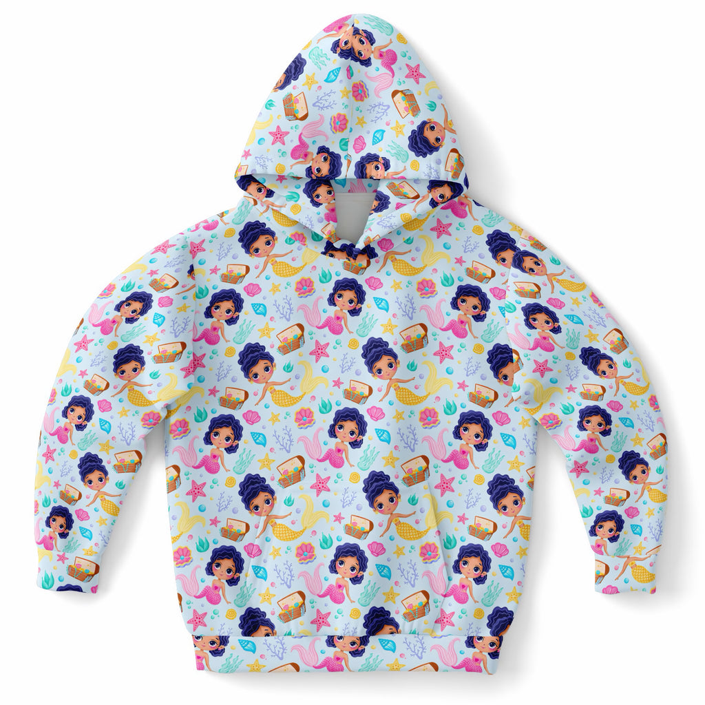 Girls Cute Mermaid Hoodie – Ultra Comfy & Stretchy, Cozy Fleece or Lightweight Sports Fabric, Double-Layer Hood & Kangaroo Pocket