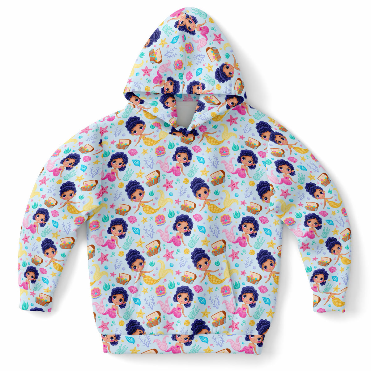 Girls Cute Mermaid Hoodie – Ultra Comfy & Stretchy, Cozy Fleece or Lightweight Sports Fabric, Double-Layer Hood & Kangaroo Pocket