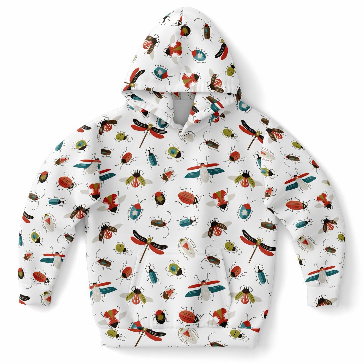 Kids Colorful Bugs Hoodie – Ultra Comfy & Stretchy, Cozy Fleece or Lightweight Sports Fabric, Double-Layer Hood & Kangaroo Pocket