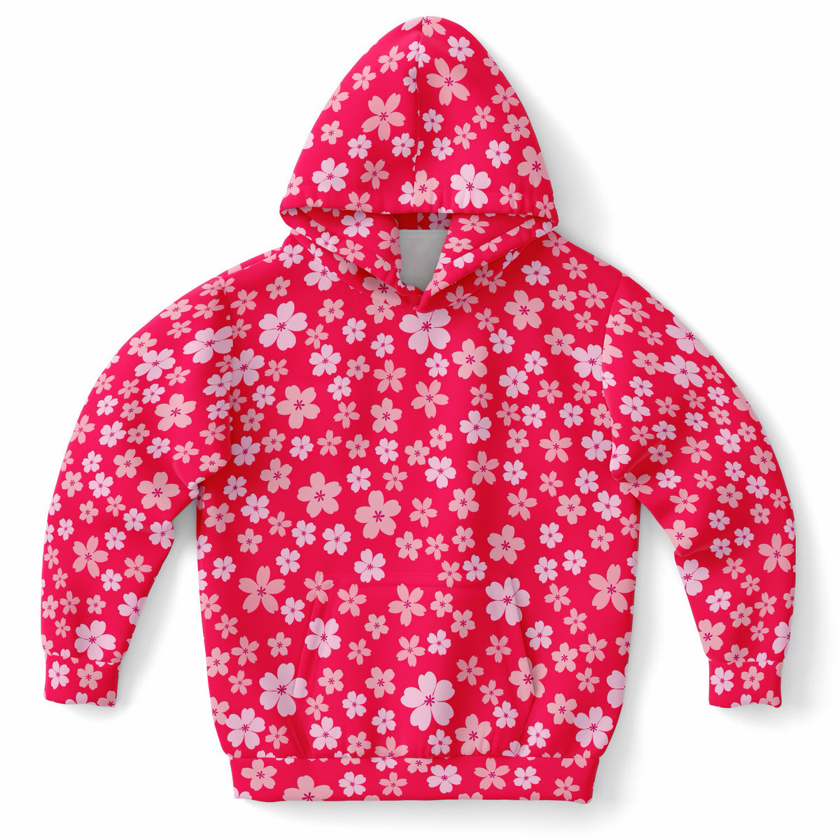 Girls Bright Pink Cherry Blossom Hoodie – Ultra Comfy & Stretchy, Cozy Fleece or Lightweight Sports Fabric, Double-Layer Hood & Kangaroo Pocket