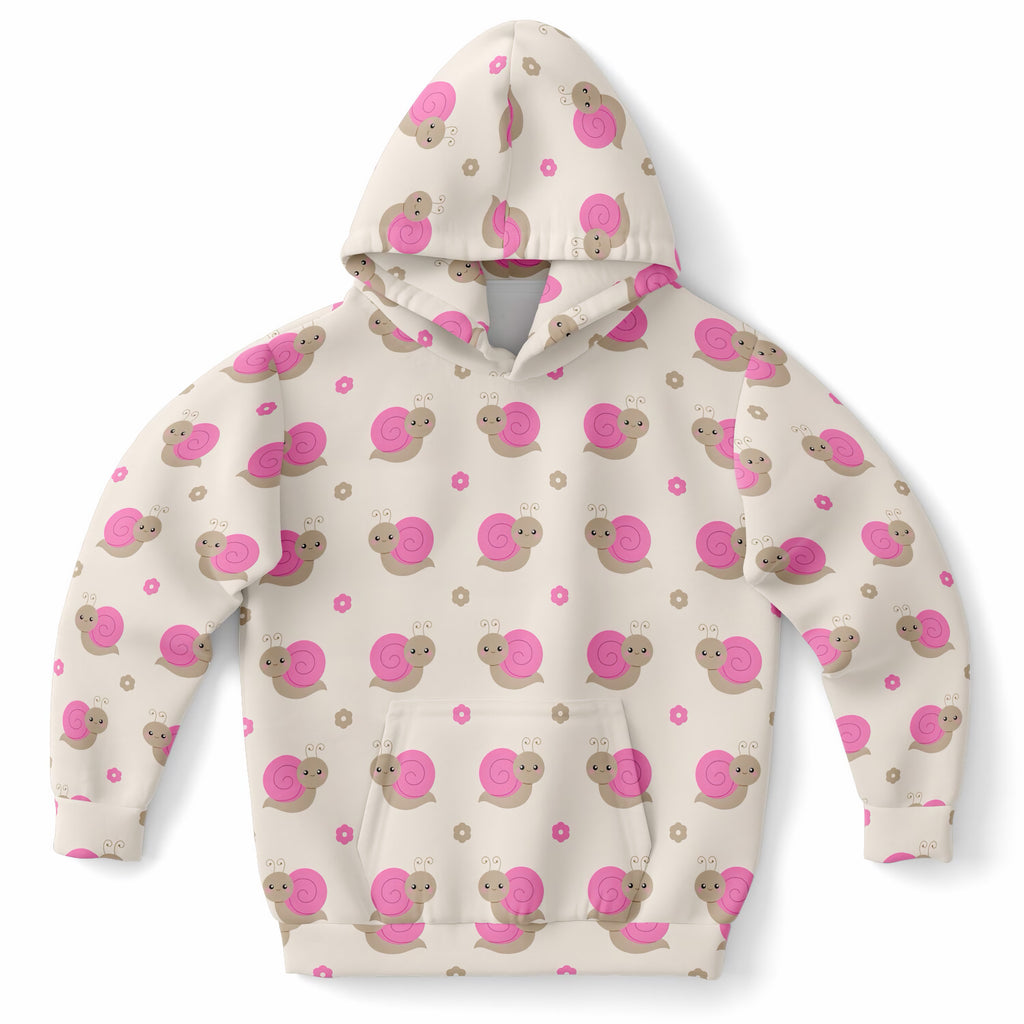 Girls Pink Snail Hoodie – Ultra Comfy & Stretchy, Cozy Fleece or Lightweight Sports Fabric, Double-Layer Hood & Kangaroo Pocket