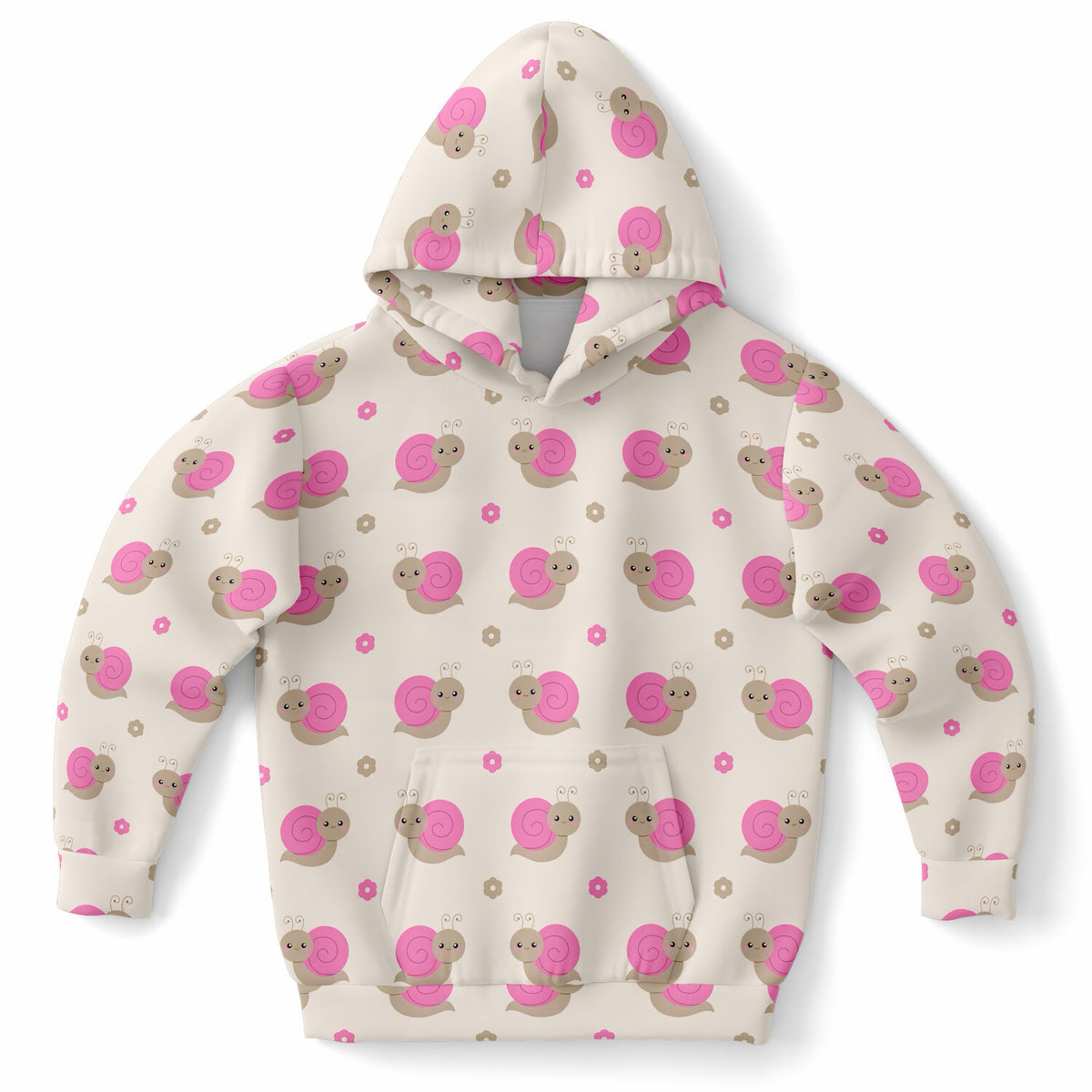 Girls Pink Snail Hoodie – Ultra Comfy & Stretchy, Cozy Fleece or Lightweight Sports Fabric, Double-Layer Hood & Kangaroo Pocket