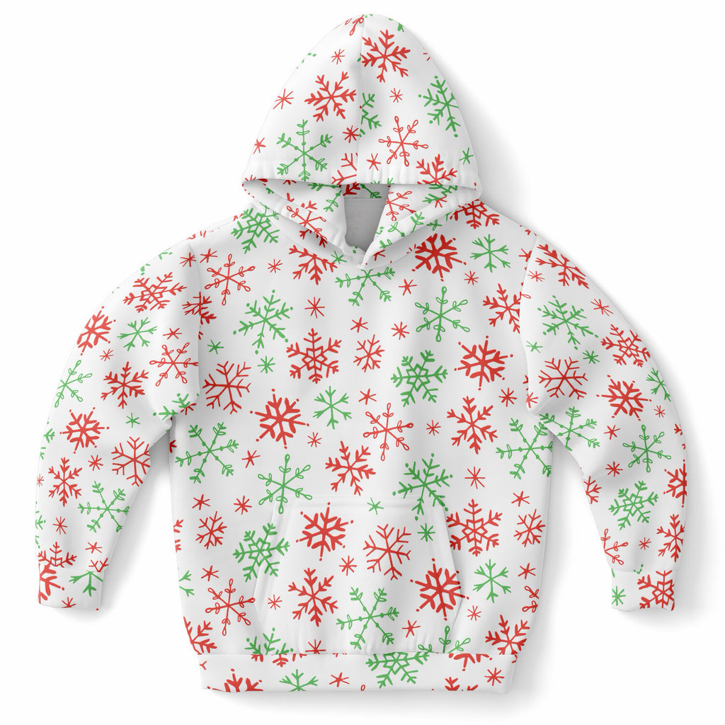 Kids Red & Green Candy Cane Christmas Hoodie – Ultra Comfy & Stretchy, Cozy Fleece or Lightweight Sports Fabric, Double-Layer Hood & Kangaroo Pocket
