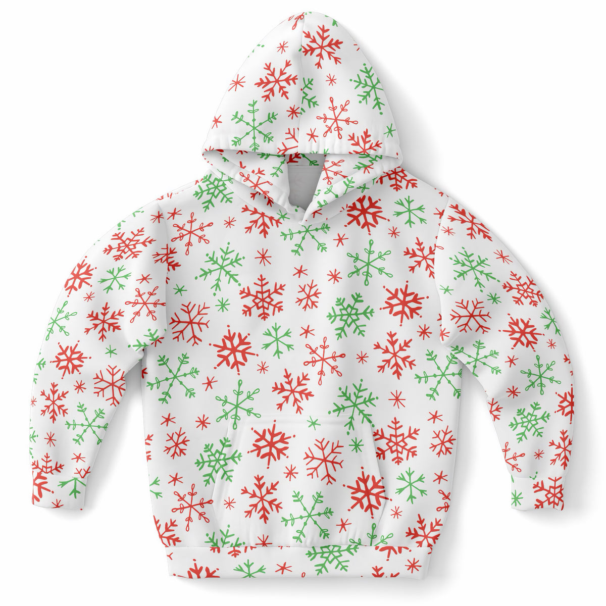 Kids Red & Green Candy Cane Christmas Hoodie – Ultra Comfy & Stretchy, Cozy Fleece or Lightweight Sports Fabric, Double-Layer Hood & Kangaroo Pocket