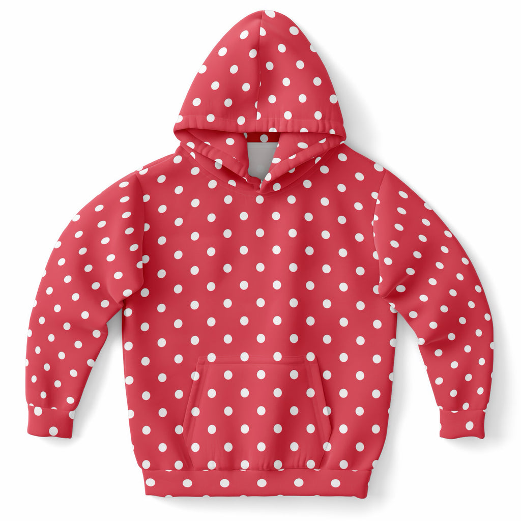 Girls Bright Pink Polka Dot Hoodie – Ultra Comfy & Stretchy, Cozy Fleece or Lightweight Sports Fabric, Double-Layer Hood & Kangaroo Pocket
