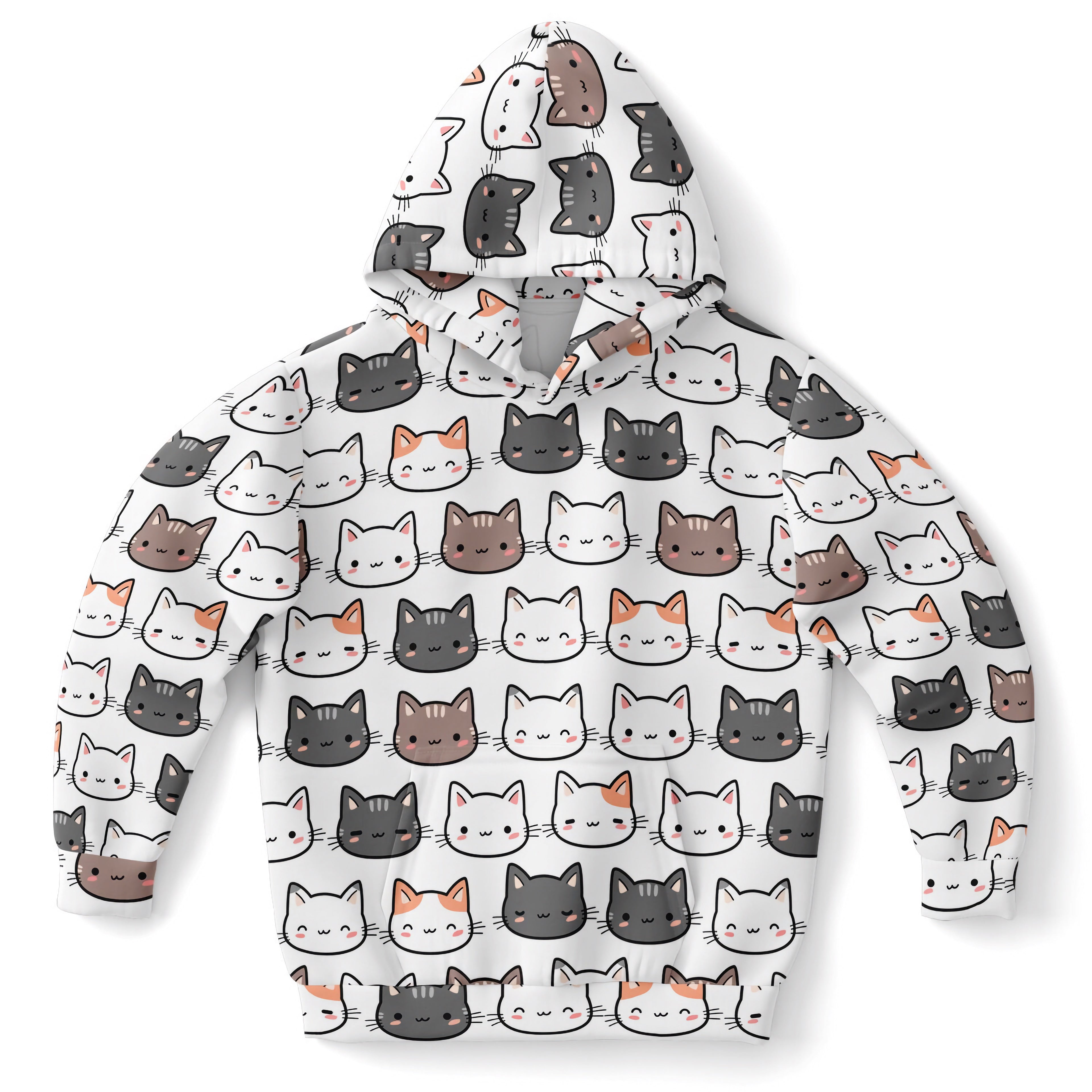 Girls Cat Hoodie – Cozy Cotton Fleece or Lightweight Sports Fabric