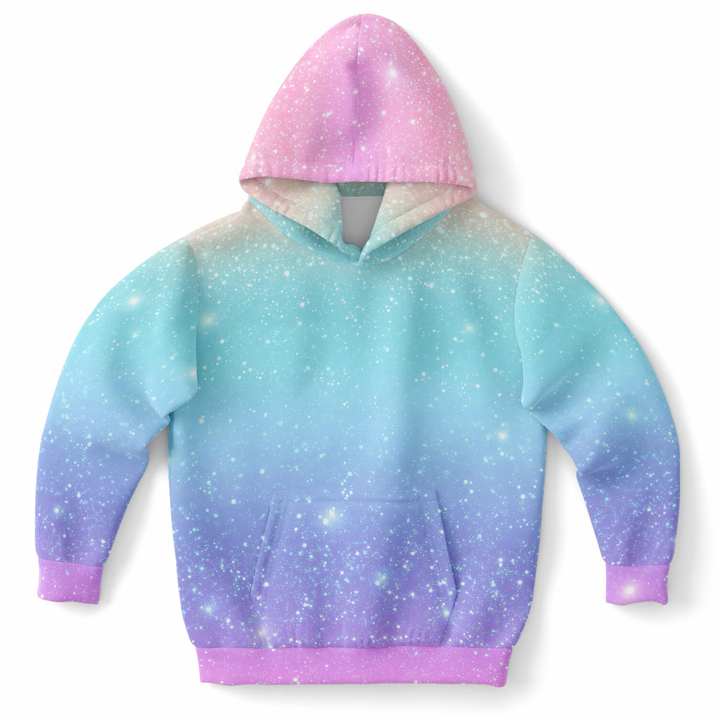 Girls Faux Sparkle Effect Hoodie – Ultra Comfy & Stretchy, Cozy Fleece or Lightweight Sports Fabric, Double-Layer Hood & Kangaroo Pocket