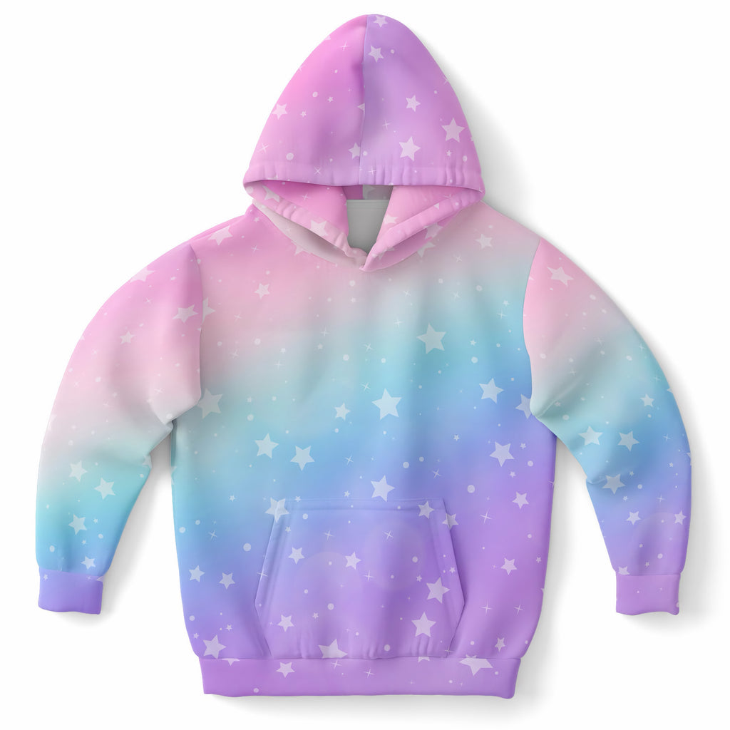 Girls Rainbow Stars Hoodie – Ultra Comfy & Stretchy, Cozy Fleece or Lightweight Sports Fabric, Double-Layer Hood & Kangaroo Pocket