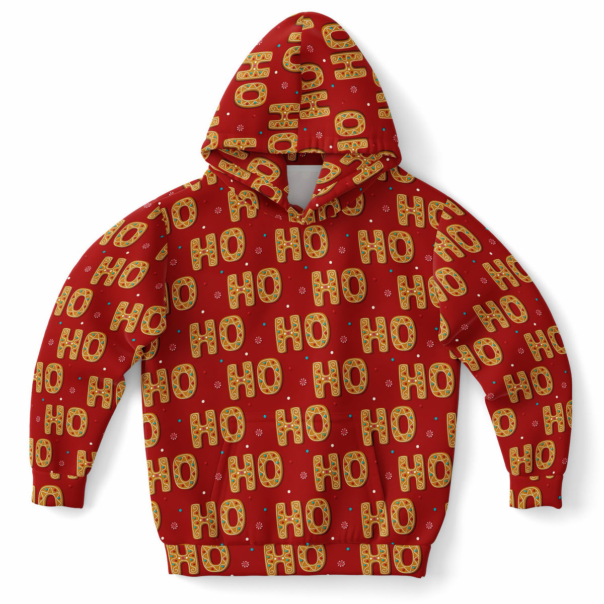 Kids Christmas Ho Ho Ho Hoodie – Ultra Comfy & Stretchy, Cozy Fleece or Lightweight Sports Fabric, Double-Layer Hood & Kangaroo Pocket