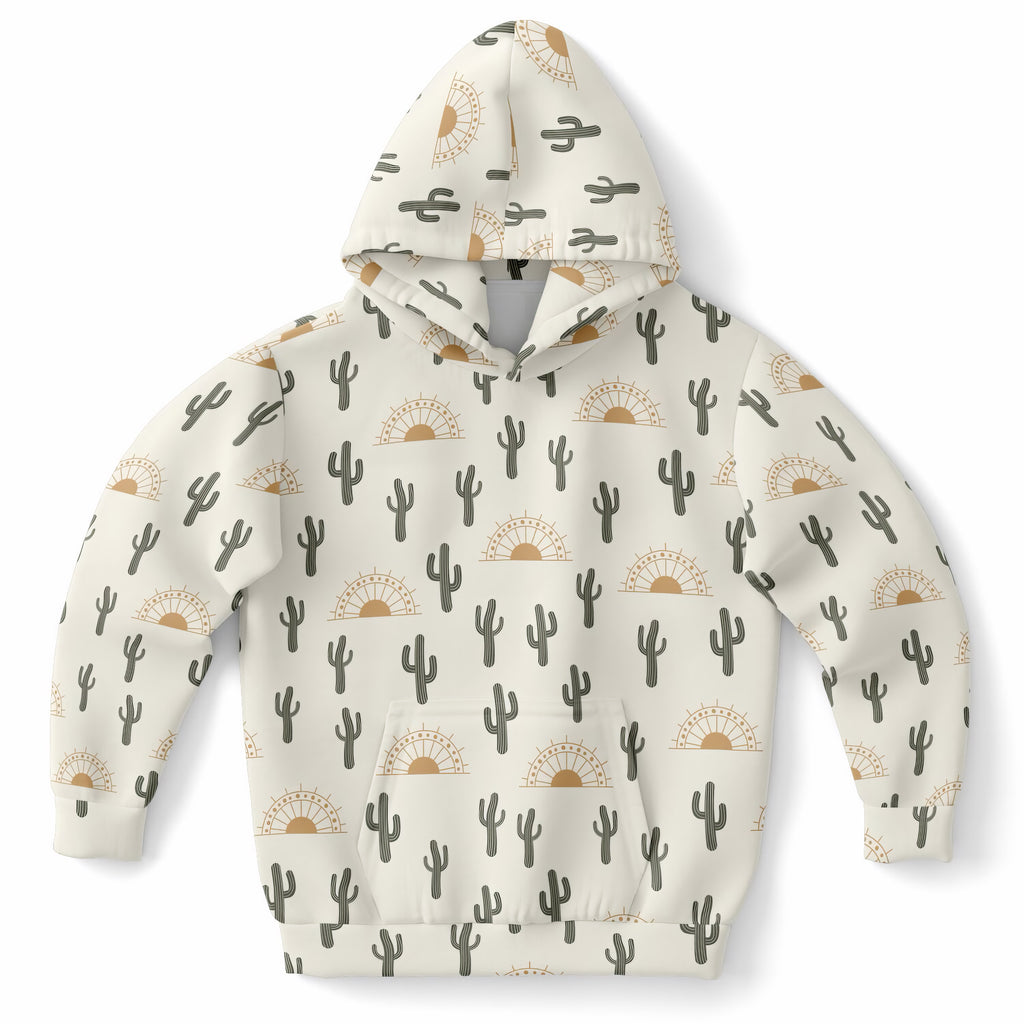 Kids Desert Cactus Hoodie – Ultra Comfy & Stretchy, Cozy Fleece or Lightweight Sports Fabric, Double-Layer Hood & Kangaroo Pocket