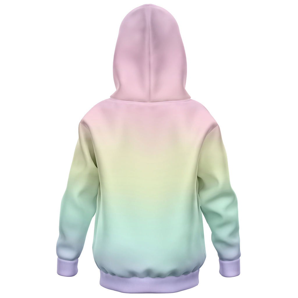 Girls Pastel Rainbow Hoodie – Cozy Cotton Fleece or Lightweight Sports Fabric
