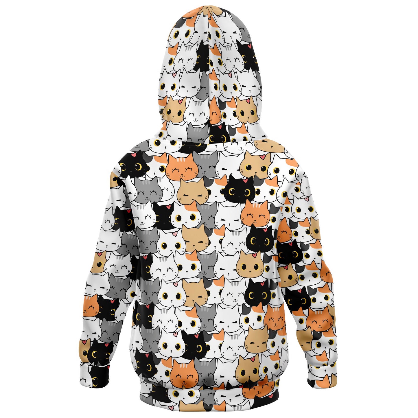 Girls Cat Face Hoodie – Cozy Cotton Fleece or Lightweight Sports Fabric