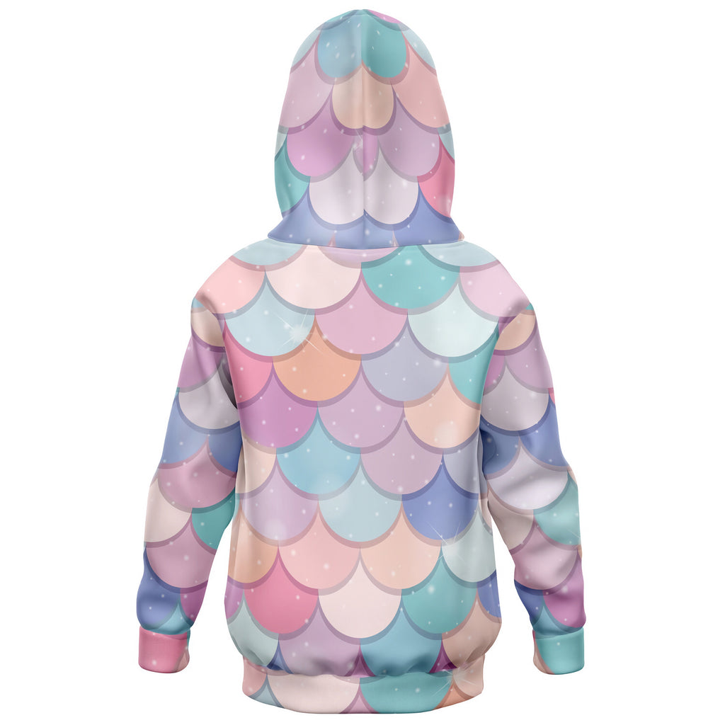 Girls Rainbow Mermaid Hoodie – Cozy Cotton Fleece or Lightweight Sports Fabric