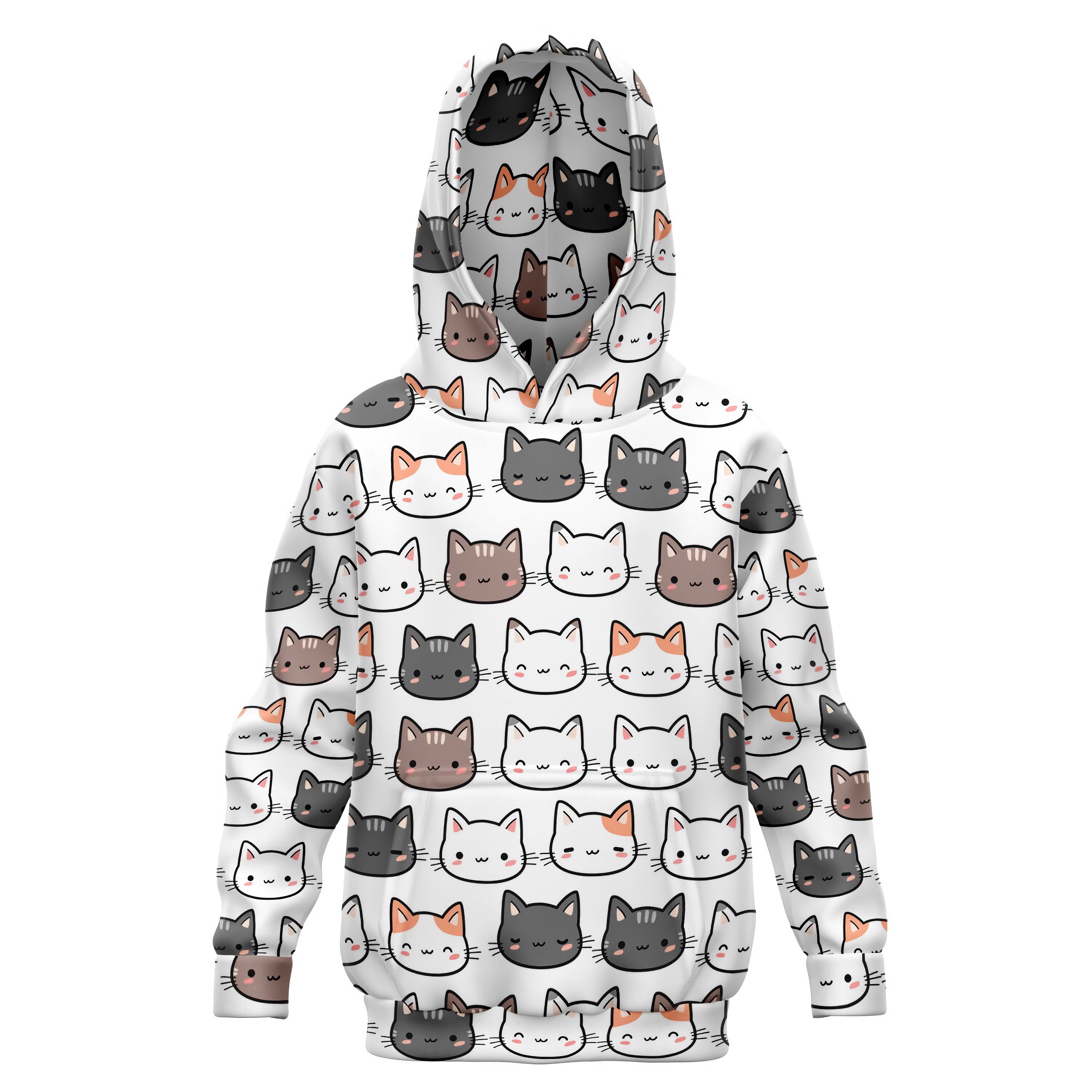 Girls Cat Hoodie – Cozy Cotton Fleece or Lightweight Sports Fabric