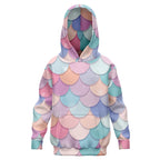 Girls Rainbow Mermaid Hoodie – Cozy Cotton Fleece or Lightweight Sports Fabric
