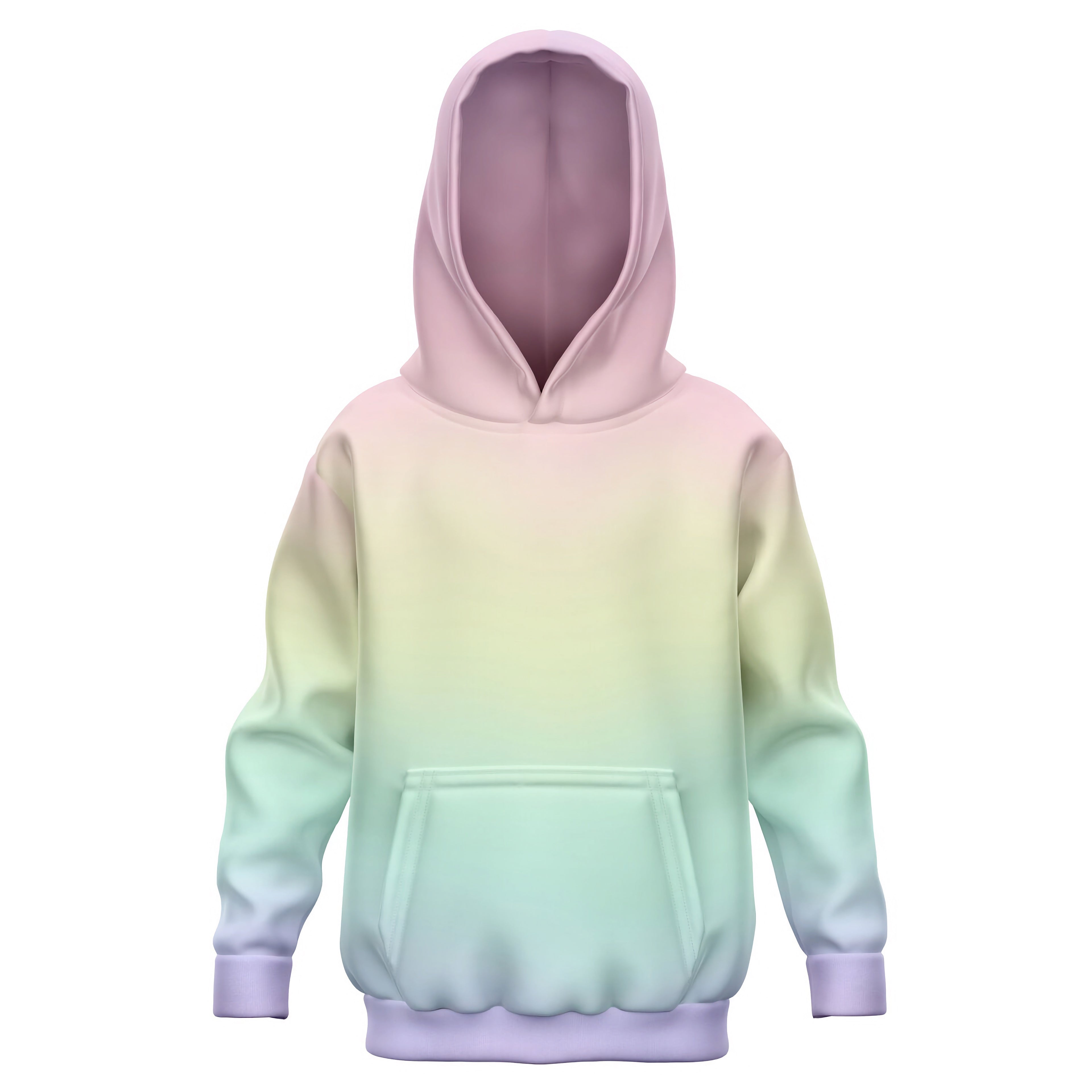 Girls Pastel Rainbow Hoodie – Cozy Cotton Fleece or Lightweight Sports Fabric