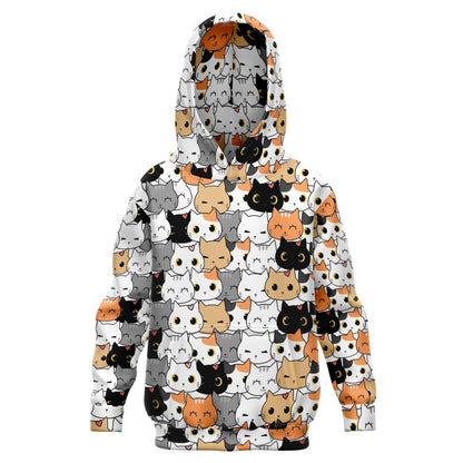 Girls Cat Face Hoodie – Cozy Cotton Fleece or Lightweight Sports Fabric