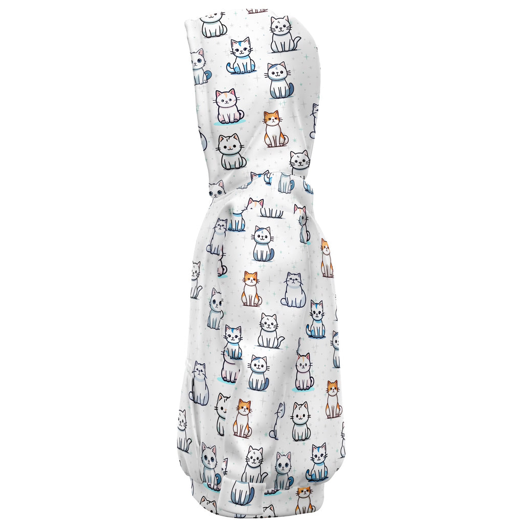 Girls Cat Pattern Hoodie – Cozy Cotton Fleece or Lightweight Sports Fabric