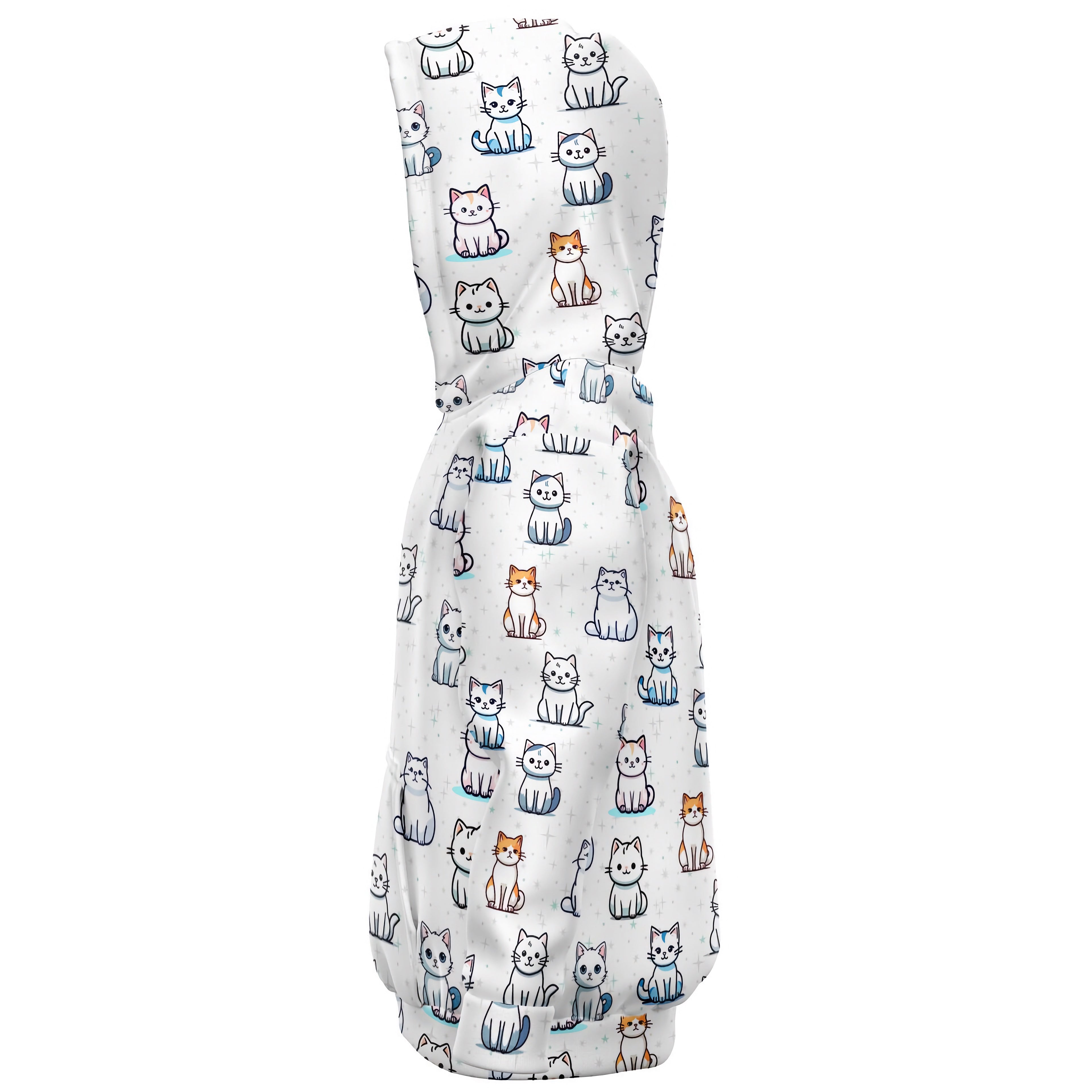 Girls Cat Pattern Hoodie – Cozy Cotton Fleece or Lightweight Sports Fabric